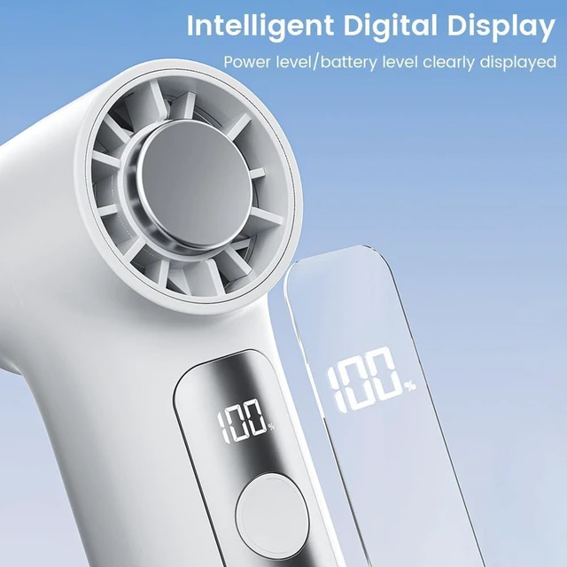 Alt view image 5 of 7 - HomeBeyond Portable Handheld Mini Fan with Ice Cooler, 6 Speeds 18000 RPM High Velocity with LED Display, Rechargeable Personal Fan with Clip for Travel/Outdoor/Home/Office
