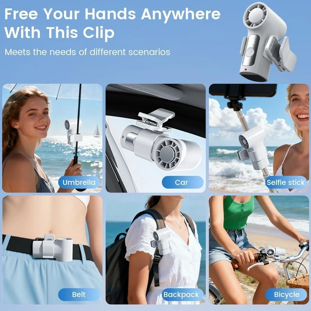 Alt view image 7 of 7 - HomeBeyond Portable Handheld Mini Fan with Ice Cooler, 6 Speeds 18000 RPM High Velocity with LED Display, Rechargeable Personal Fan with Clip for Travel/Outdoor/Home/Office