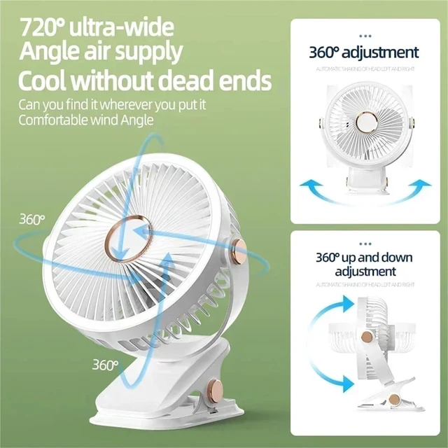 Alt view image 5 of 6 - Handheld Fan, Camping Fan Rechargeable Desktop Portable Air Circulator Wireless Ceiling Electric Fan With LED Light Clip-on Home Fan 8000mAh,for Travel, Office(Blue)