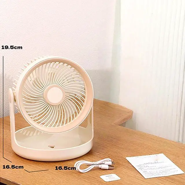 Alt view image 3 of 7 - Compact Portable Desktop Electric Fan with Storage Base 3 Speed Adjustable USB Rechargeable Fan for Dorm Offices Travel