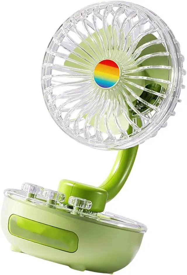 Alt view image 3 of 7 - Portable Desktop Fan USB Rechargeable Desk Outdoor Desk Fan with LED Light 3 Speed Portable Desktop for Bedroom