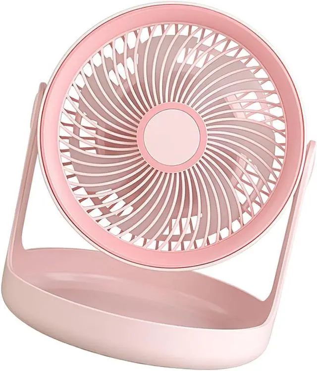 Alt view image 6 of 7 - Compact Portable Desktop Electric Fan with Storage Base 3 Speed Adjustable USB Rechargeable Fan for Dorm Offices Travel