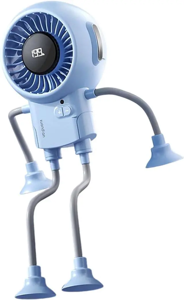 Main image of Foldable Digital Display USB Powered Cartoon Shaped Desktop Fan with 3 Speed Settings and Bendable Stand for Home Work T
