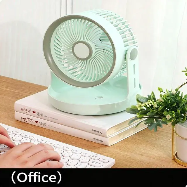 Alt view image 7 of 7 - Compact Portable Desktop Electric Fan with Storage Base 3 Speed Adjustable USB Rechargeable Fan for Dorm Offices Travel