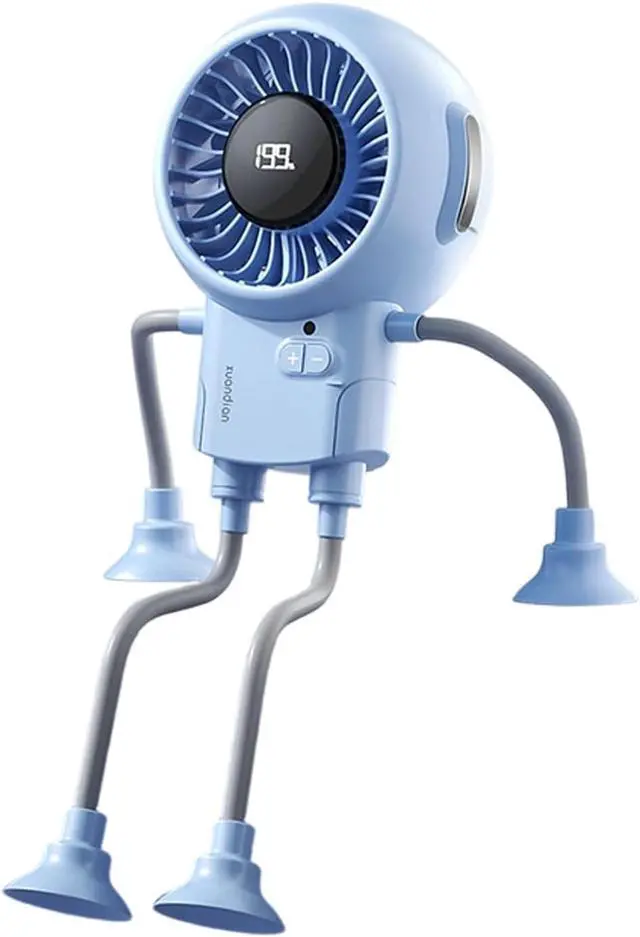 Alt view image 7 of 7 - Foldable Digital Display USB Powered Cartoon Shaped Desktop Fan with 3 Speed Settings and Bendable Stand for Home Work T