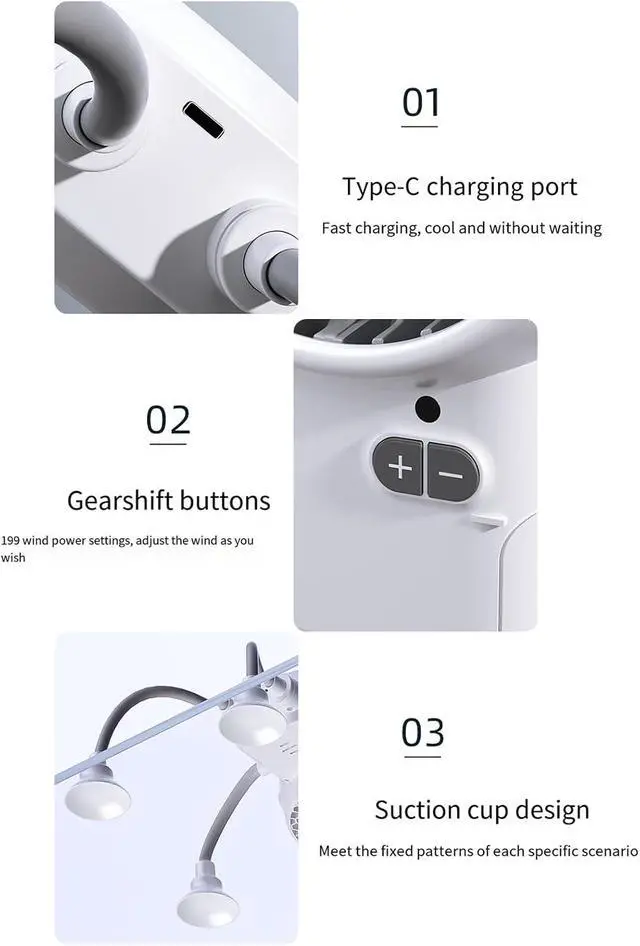 Alt view image 5 of 7 - Foldable Digital Display USB Powered Cartoon Shaped Desktop Fan with 3 Speed Settings and Bendable Stand for Home Work T