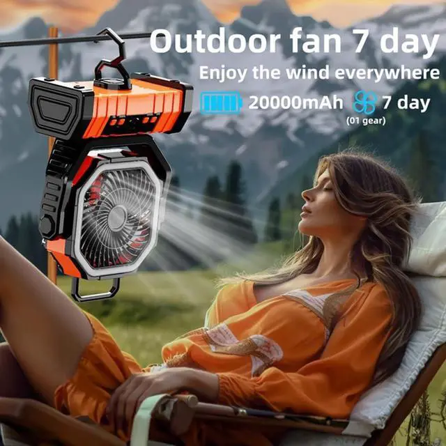 Alt view image 4 of 7 - Fishing Fan 20,000 MAh Four-Speed Adjustable Directional USB Rechargeable Shaking Head