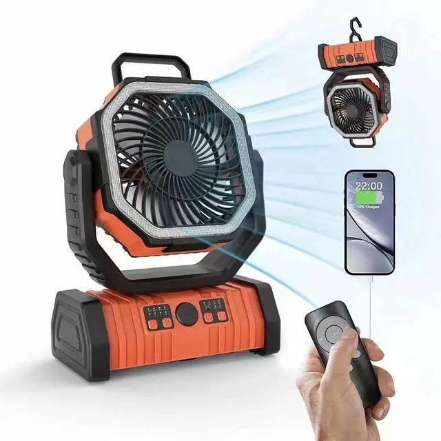 Alt view image 6 of 7 - Fishing Fan 20,000 MAh Four-Speed Adjustable Directional USB Rechargeable Shaking Head