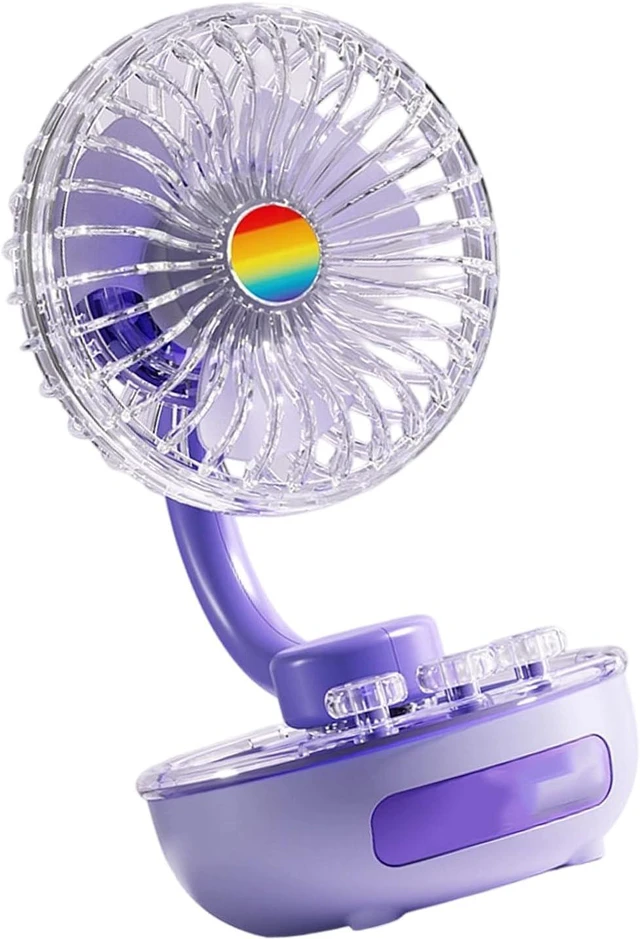 Alt view image 3 of 7 - Portable Desktop Fan USB Rechargeable Desk Outdoor Desk Fan with LED Light 3 Speed Portable Desktop for Bedroom