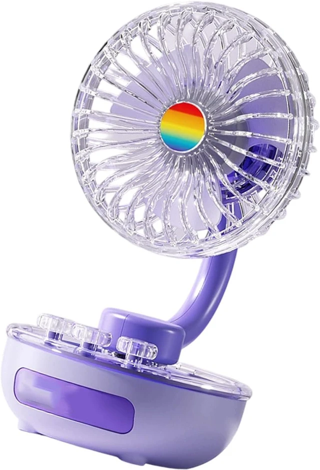 Alt view image 7 of 7 - Portable Desktop Fan USB Rechargeable Desk Outdoor Desk Fan with LED Light 3 Speed Portable Desktop for Bedroom
