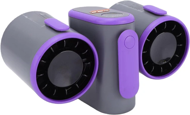 Alt view image 4 of 7 - Dual Head Waist Fan, USB Rechargeable Portable Cooling Fan with 8000mAh Power Bank LCD Display 3 Speeds Oscillation Light, for Outdoor Camping Office Bedroom Home Use