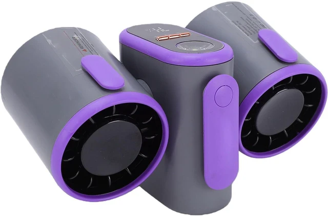 Alt view image 6 of 7 - Dual Head Waist Fan, USB Rechargeable Portable Cooling Fan with 8000mAh Power Bank LCD Display 3 Speeds Oscillation Light, for Outdoor Camping Office Bedroom Home Use