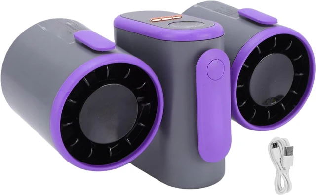 Alt view image 5 of 7 - Dual Head Waist Fan, USB Rechargeable Portable Cooling Fan with 8000mAh Power Bank LCD Display 3 Speeds Oscillation Light, for Outdoor Camping Office Bedroom Home Use