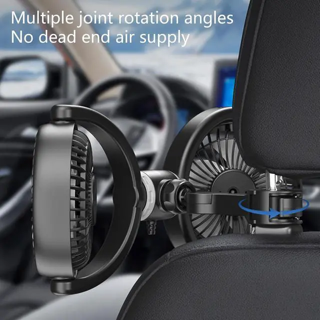 Alt view image 2 of 7 - Lightweight Double Head Car Fan 3 Speed USB Powered Rotatable Cooling Device for Enhanced Circulation