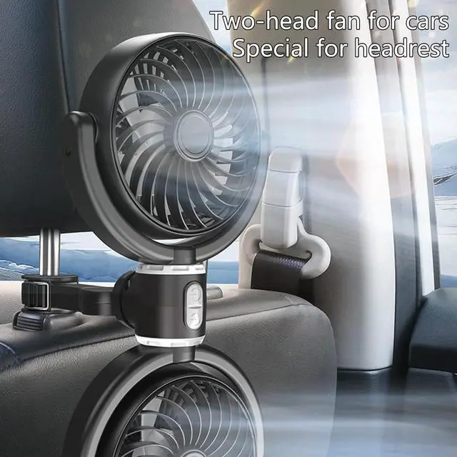 Alt view image 3 of 7 - Lightweight Double Head Car Fan 3 Speed USB Powered Rotatable Cooling Device for Enhanced Circulation