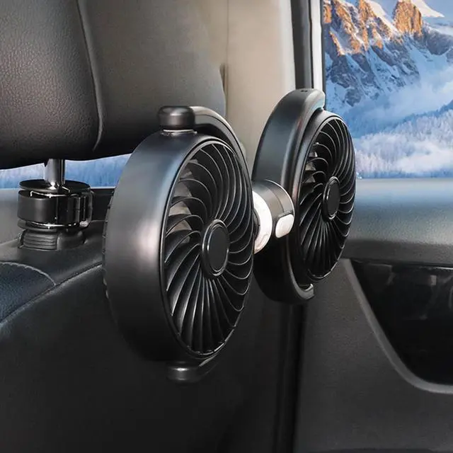 Alt view image 4 of 7 - Lightweight Double Head Car Fan 3 Speed USB Powered Rotatable Cooling Device for Enhanced Circulation