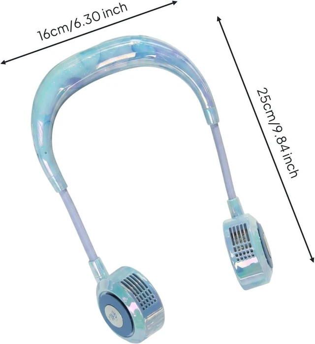 Alt view image 6 of 7 - Wearable Wearable Cooling Fan Portable Neck Ventilation Fan USB g for Outdoor, Travel, Sports, Ice Blue Sky, 160x250x35mm