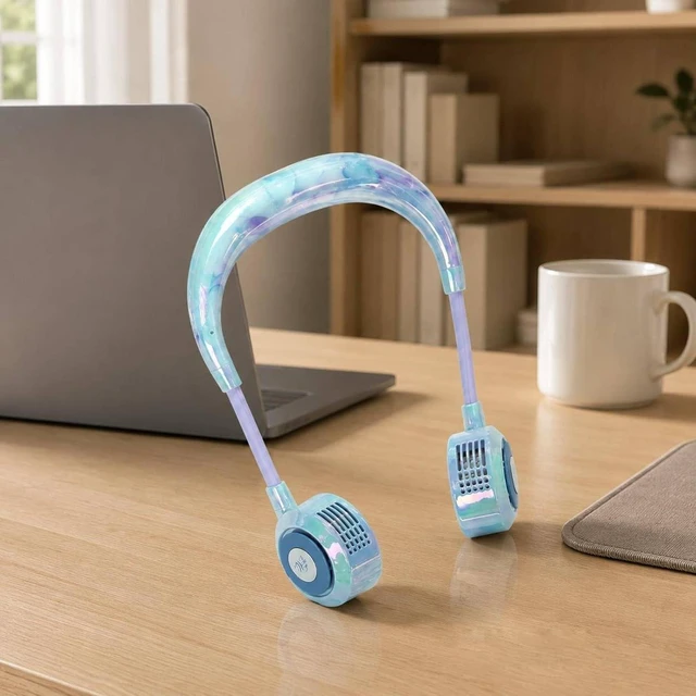 Alt view image 7 of 7 - Wearable Wearable Cooling Fan Portable Neck Ventilation Fan USB g for Outdoor, Travel, Sports, Ice Blue Sky, 160x250x35mm