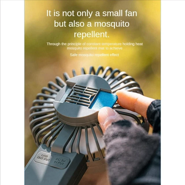 Alt view image 4 of 7 - Outdoor Mosquito Fan Portable Waist Fan Office Desk Small Desktop Fan USB Handheld Fan,Khaki (Khaki),Handheld Fans
