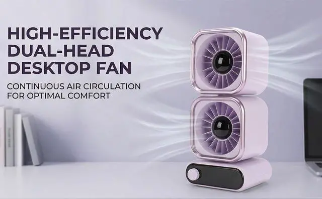 Alt view image 3 of 7 - Dpofirs Dual Head Table Fan, 100 Speed Adjustable Dual Motor Fan, 4000mAh USB Rechargeable for Bedroom Home Office Use