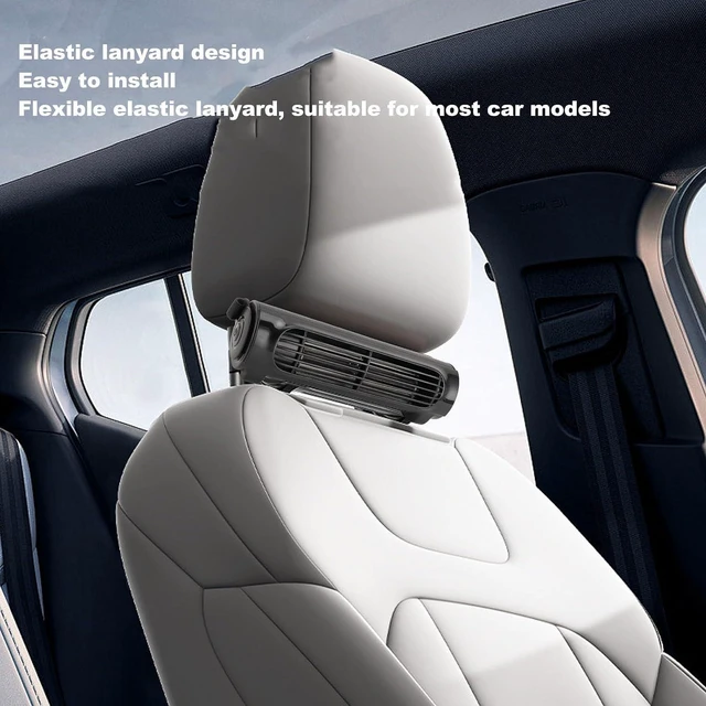 Alt view image 2 of 7 - Car Seat Fan 3 Speeds Silent Strong Wind Portable USB Powered Back Seat Cooling Fan with 1.5m Cable for Vehicle Front or Rear Seats Compatible with Headrest Poles Over (Black)
