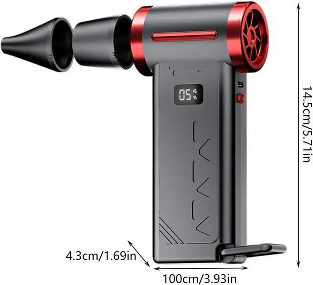 Alt view image 3 of 7 - USB C Fast Charging Rechargeable Handheld Fan 130000RPM with Turbos Mode 6 Adjustable Gears and LED Light Completed High Powerful Fan