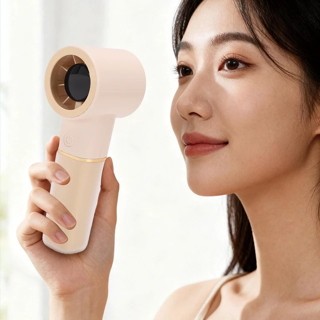 Alt view image 2 of 7 - Kadimendium Handheld Fan Portable Rechargeable with 6 Speeds and Digital Display for Travel Outdoor and Indoor Use Lightweight 4500mAh Battery