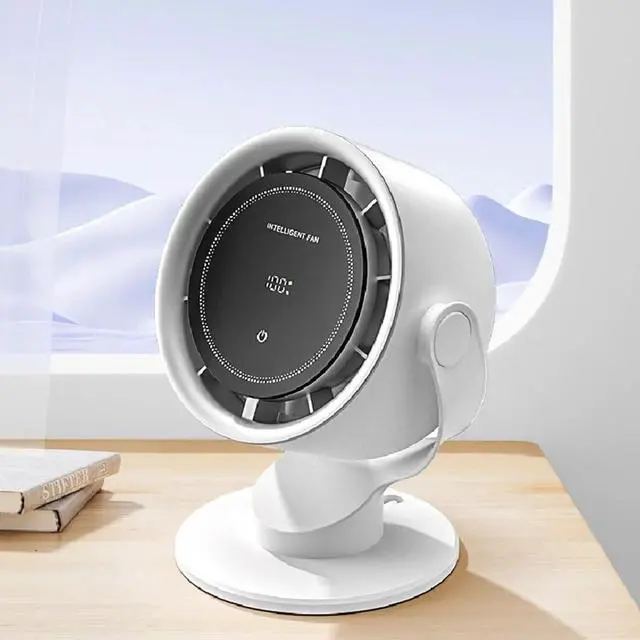 Alt view image 2 of 7 - Air Circulating Fan 4000mAh Capacity Fan Cooling Fan 100 Speed Table Fan Suitable for Dorms Offices Travel