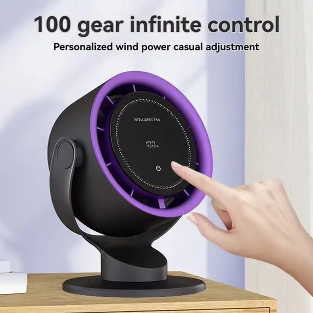 Alt view image 4 of 7 - Air Circulating Fan 4000mAh Capacity Fan Cooling Fan 100 Speed Table Fan Suitable for Dorms Offices Travel