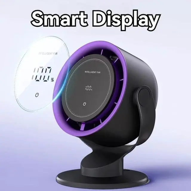 Alt view image 7 of 7 - Air Circulating Fan 4000mAh Capacity Fan Cooling Fan 100 Speed Table Fan Suitable for Dorms Offices Travel