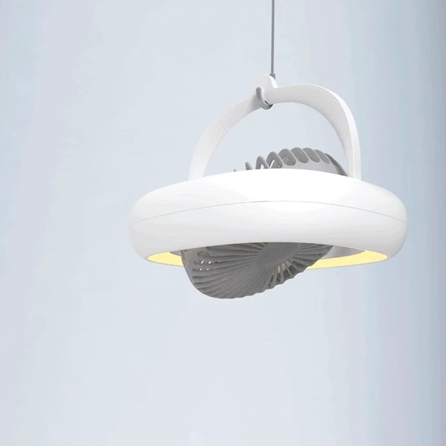 Alt view image 3 of 7 - 4000mAh USB Rechargeable Remote Control Oscillating Fan 4 Gears Tent Ceiling Fan with LED Lamp for Home Outdoor Desk Bed Oscillating Ceiling