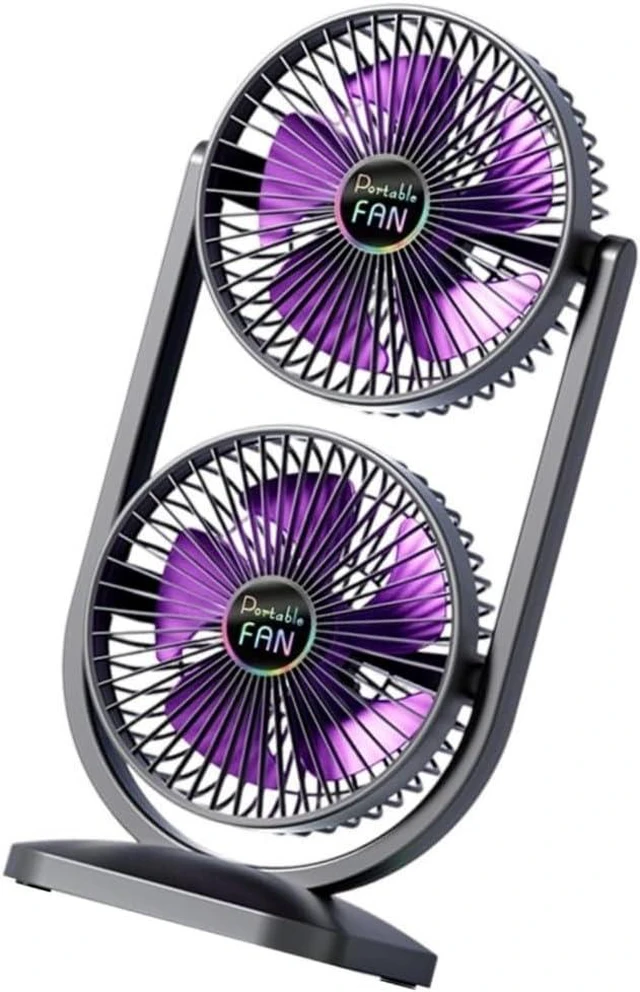Main image of Flexible 2 Head Desktop Cooling Device Strong Air stream For Home Dorm Or Outside