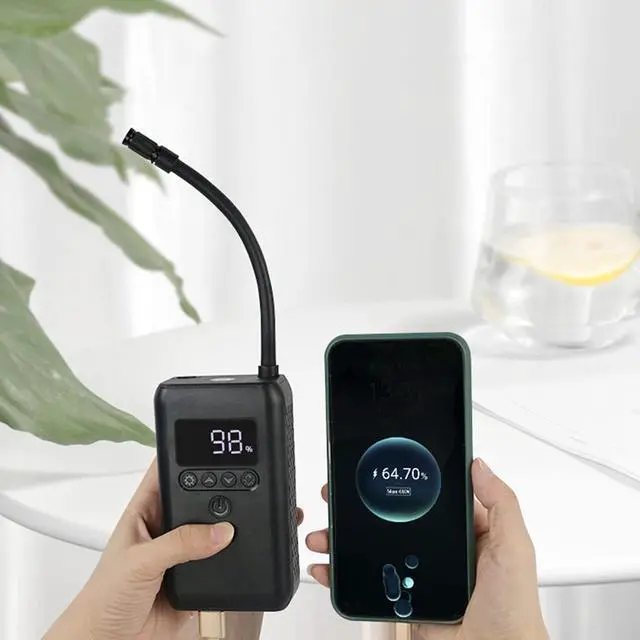 Alt view image 6 of 7 - 2 in 1 Small Portable Car Bicycle Tire Electric Tires Inflatables for Smart Phone Charger Multifunctional with for Balloons and Inflatables and Floats for Balls and Bikes Car Bike