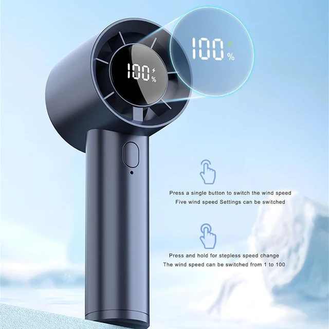 Alt view image 5 of 7 - Portable Fan, Adjustable Speed 1200mAh Battery Cooling Device with LED Digital Display Handheld(Khaki)