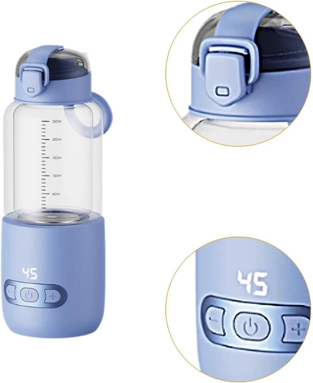 Alt view image 3 of 7 - Thermostatic Mug Portable Milk Warmer Bottle Glass Bottle Fast Heating Electric Water Boiler USB Rechargeable Suitable for Gift Giving Home Decoration, Blue 250ml