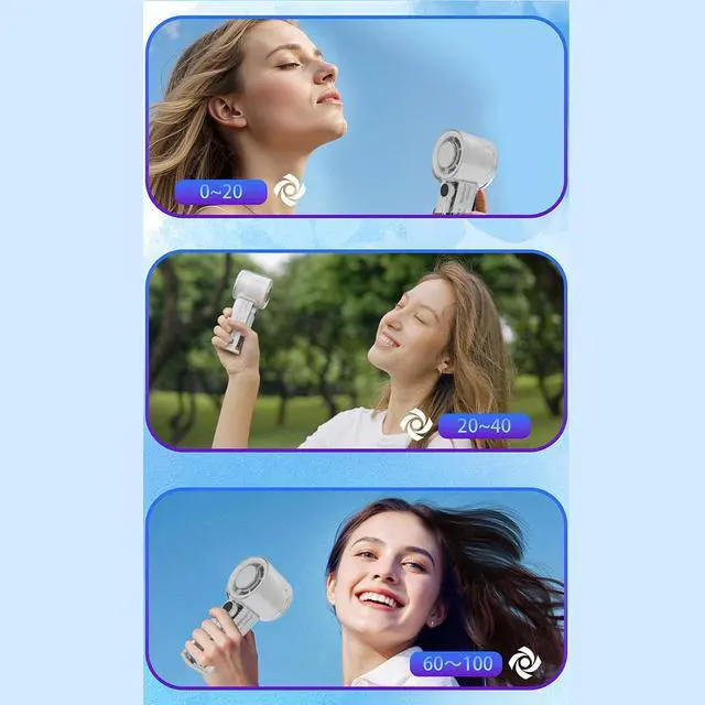 Alt view image 5 of 7 - Ice Cooling Handheld Turbine Fan Transparent USB Rechargeable 100 Speed Adjustable 13000rpm High Speed Handheld Ice Cooler Fan for Summer 3000mah