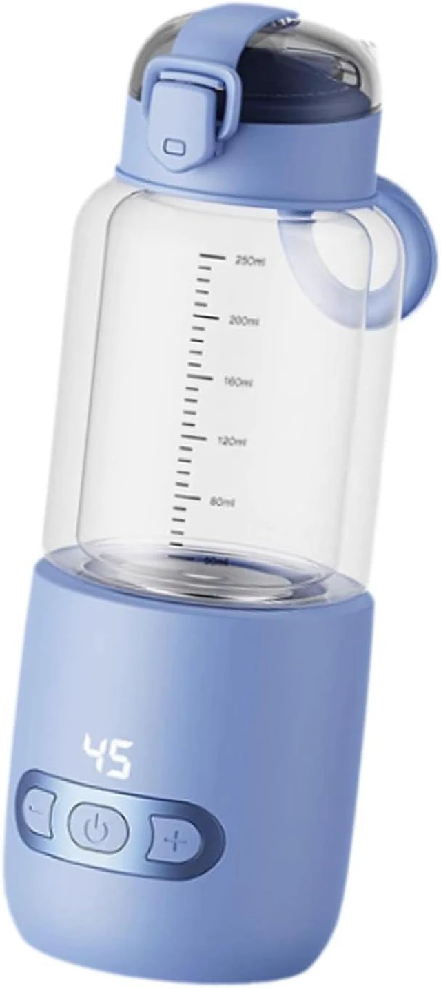 Alt view image 6 of 7 - Thermostatic Mug Portable Milk Warmer Bottle Glass Bottle Fast Heating Electric Water Boiler USB Rechargeable Suitable for Gift Giving Home Decoration, Blue 250ml