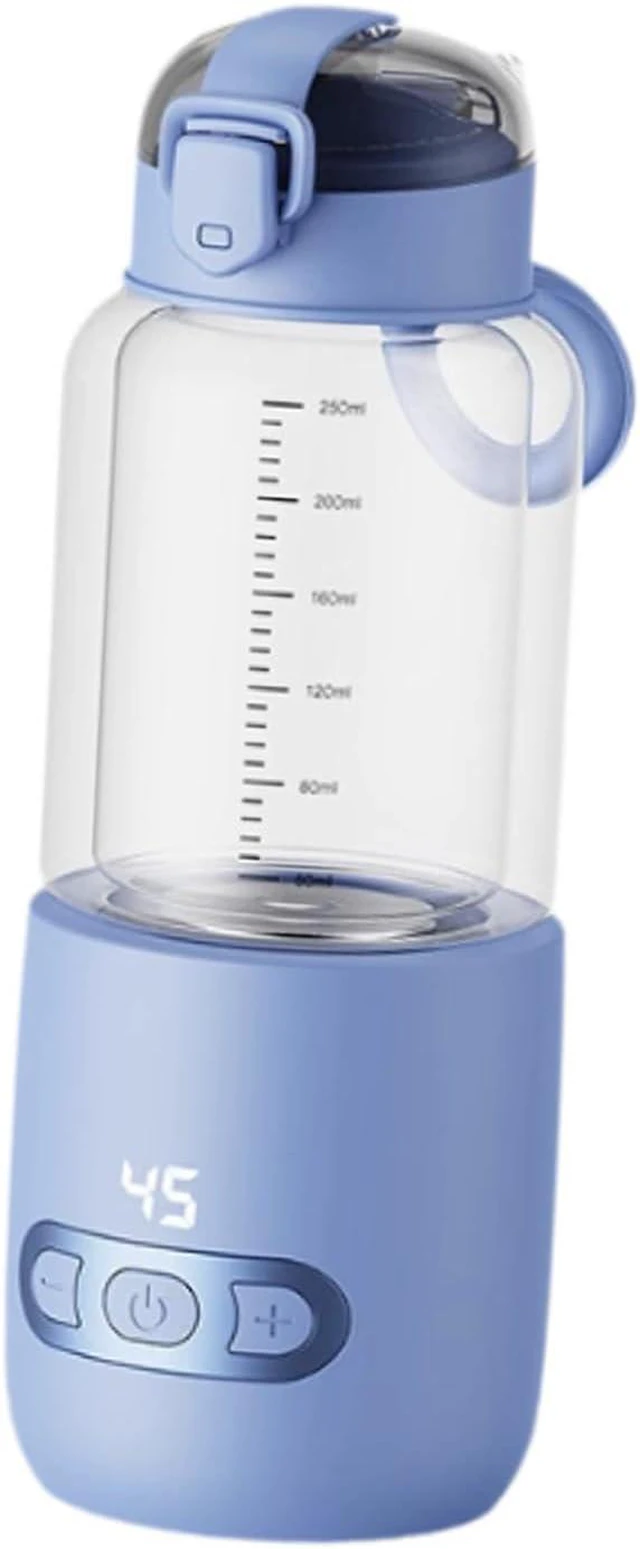 Alt view image 7 of 7 - Thermostatic Mug Portable Milk Warmer Bottle Glass Bottle Fast Heating Electric Water Boiler USB Rechargeable Suitable for Gift Giving Home Decoration, Blue 250ml
