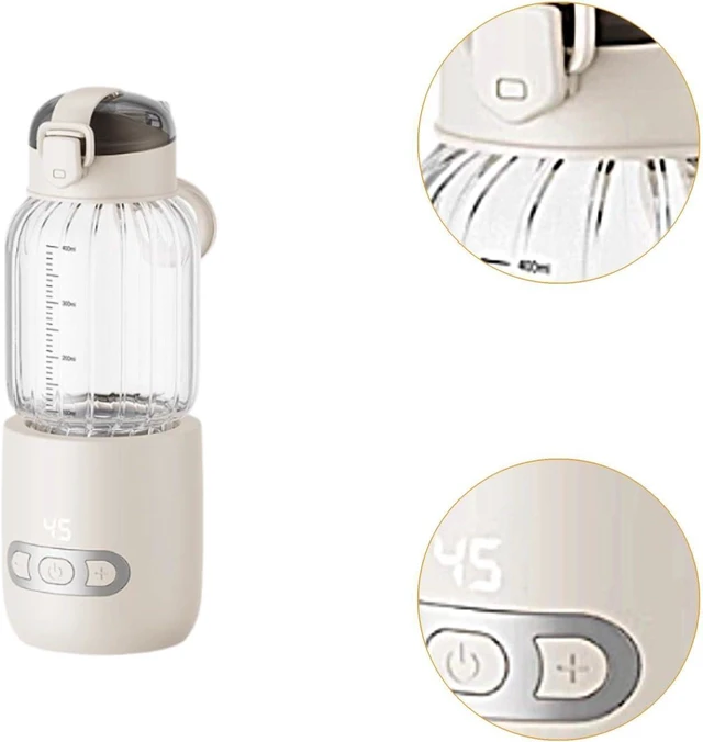Alt view image 2 of 7 - Thermostatic Mug Milk Warmer Portable Glass Water Bottle Fast Heating USB Rechargeable Warmer Suitable for Outdoor Home, Beige 400ml