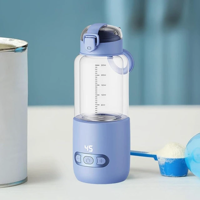 Alt view image 5 of 7 - Thermostatic Mug Portable Milk Warmer Bottle Glass Bottle Fast Heating Electric Water Boiler USB Rechargeable Suitable for Gift Giving Home Decoration, Blue 250ml