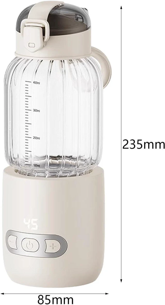Alt view image 3 of 7 - Thermostatic Mug Milk Warmer Portable Glass Water Bottle Fast Heating USB Rechargeable Warmer Suitable for Outdoor Home, Beige 400ml