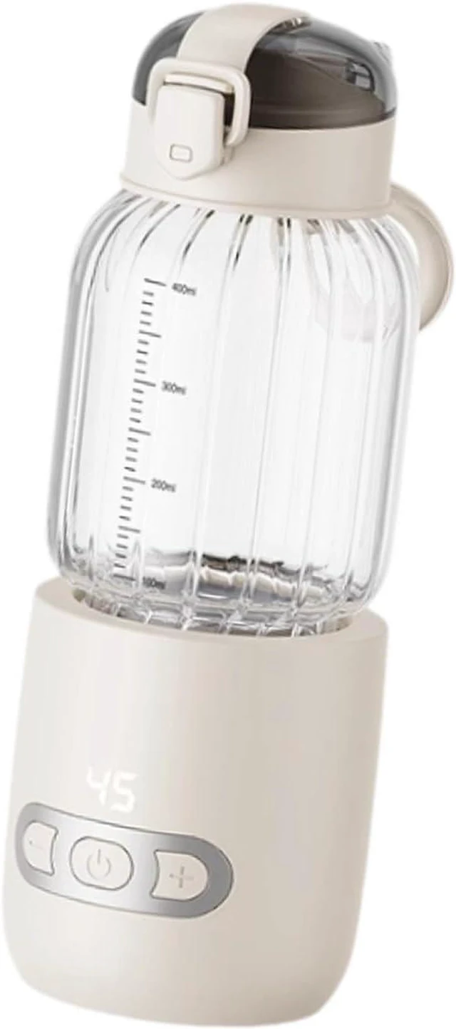 Alt view image 6 of 7 - Thermostatic Mug Milk Warmer Portable Glass Water Bottle Fast Heating USB Rechargeable Warmer Suitable for Outdoor Home, Beige 400ml