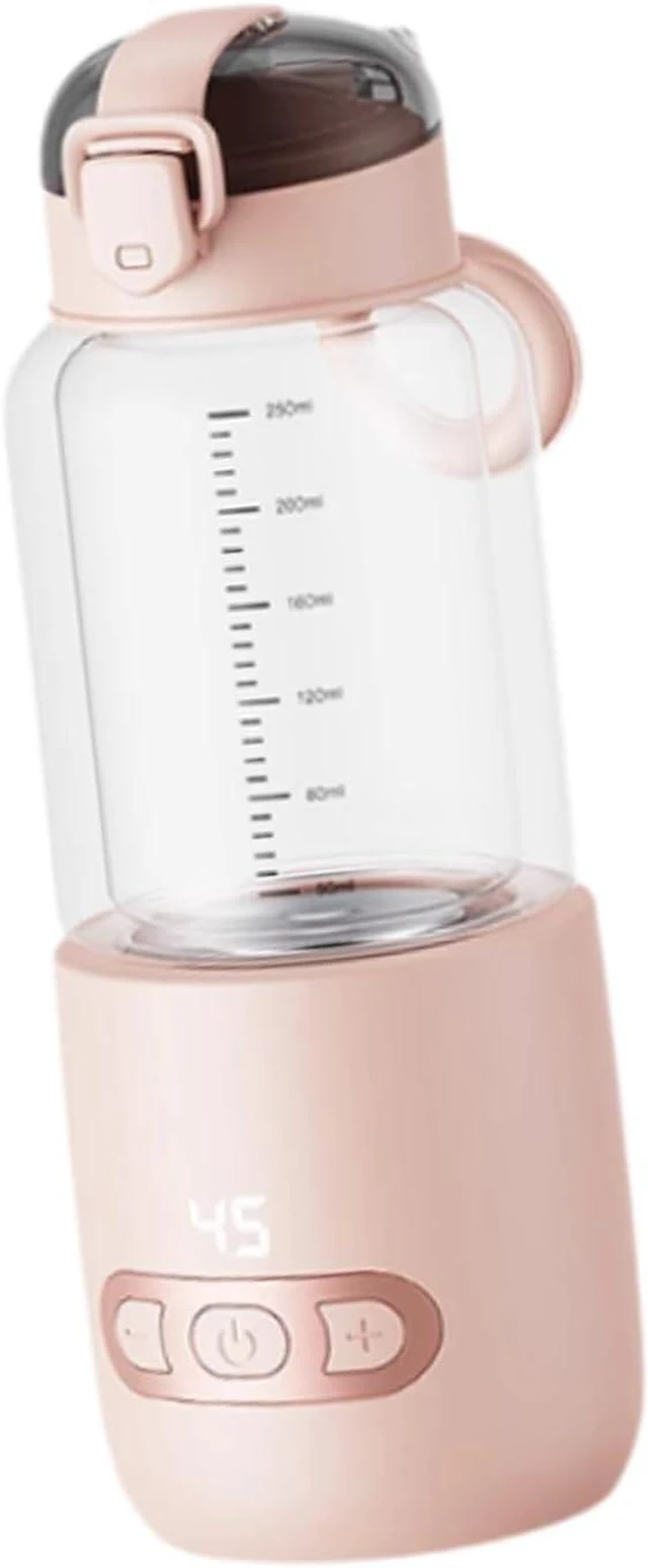 Main image of Thermostatic Mug Portable Milk Warmer Bottle Glass Bottle Fast Heating Electric Water Boiler USB Rechargeable Suitable for Gift Giving Home Decoration, Pink 250ml