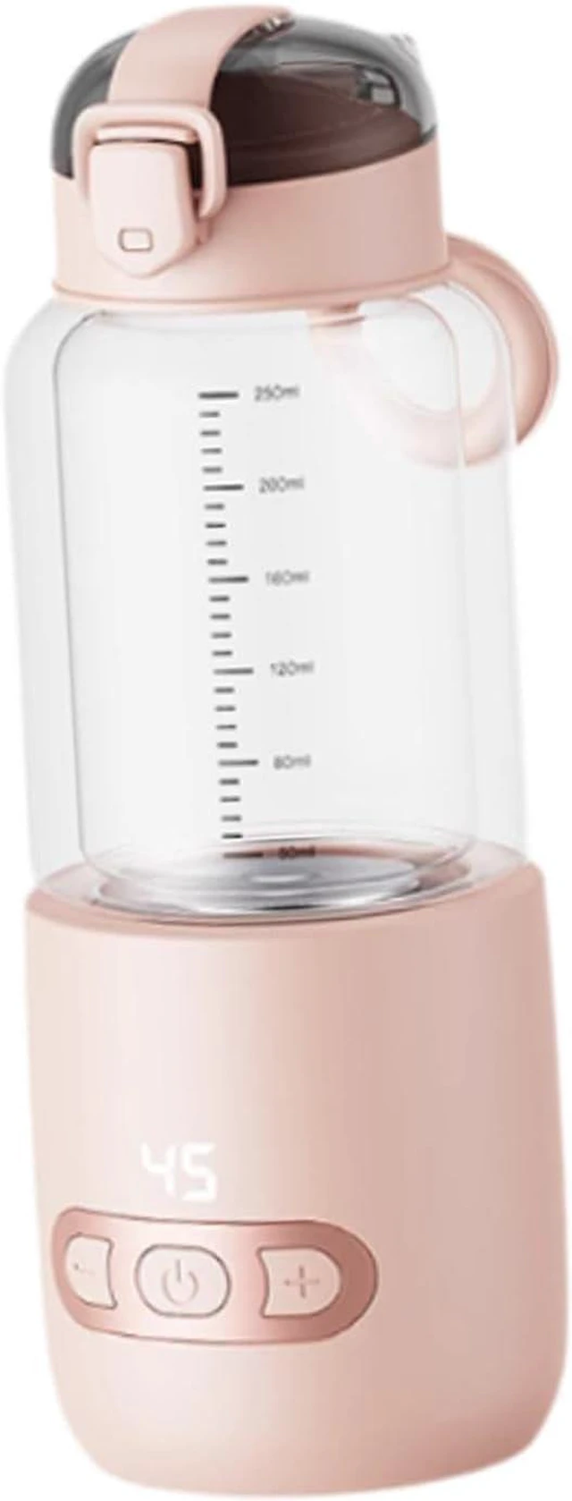 Alt view image 6 of 7 - Thermostatic Mug Portable Milk Warmer Bottle Glass Bottle Fast Heating Electric Water Boiler USB Rechargeable Suitable for Gift Giving Home Decoration, Pink 250ml