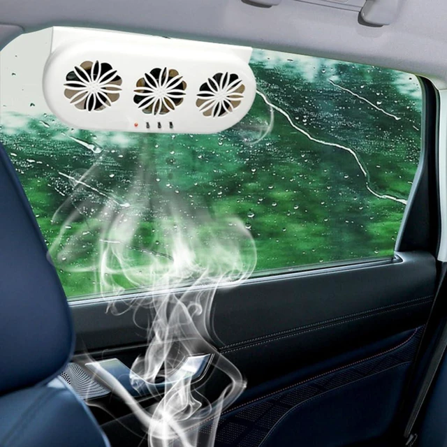 Alt view image 6 of 7 - USB Rechargeable/Solar Car Ventilation Fan Cooling Systems Triple Airflows Air Circulation
