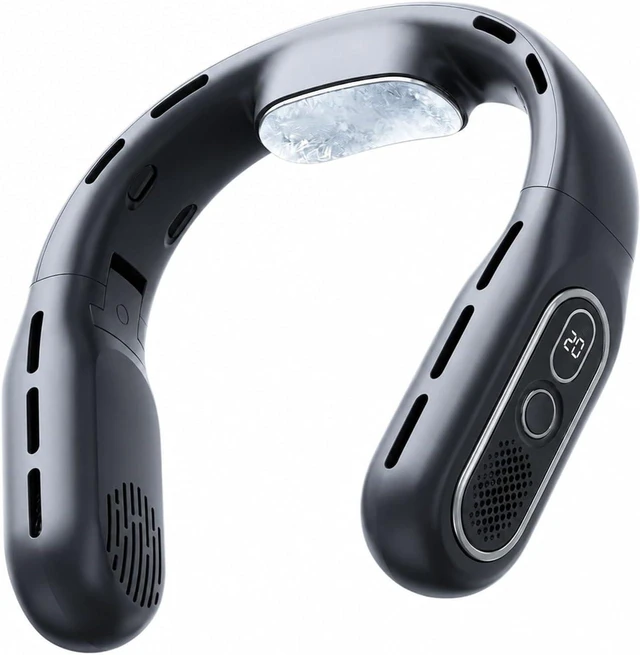 Main image of Ventilateur de cou, USB Charging Portable Leafless Hanging Neck Fan,pour les Voyages/Activités de plein air