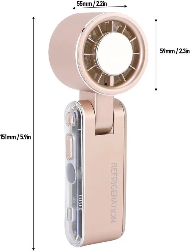 Alt view image 2 of 7 - Handheld Fan 4000mAh Foldable Semiconductor Ice Cooling USB Fan