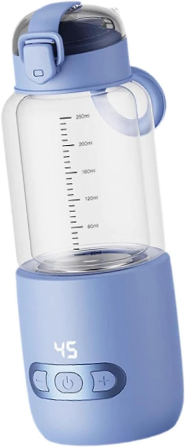 Main image of Thermostatic Mug Portable Milk Warmer Bottle Glass Bottle Fast Heating Electric Water Boiler USB Rechargeable Suitable for Gift Giving Home Decoration, Blue 250ml