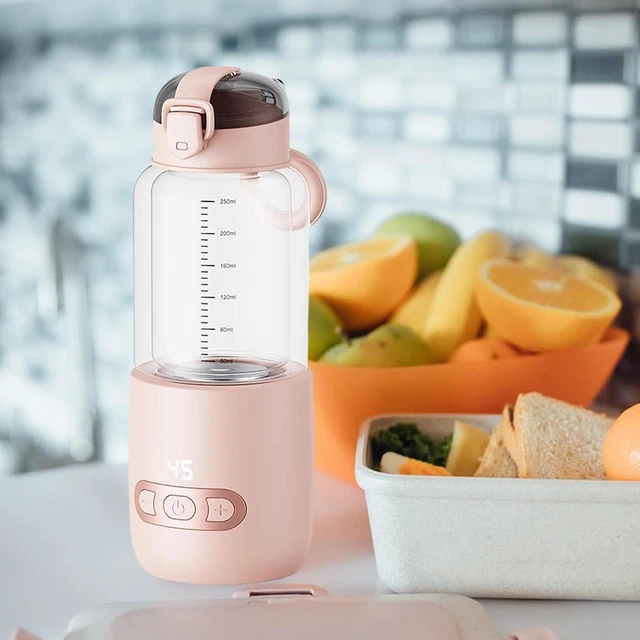 Alt view image 2 of 7 - Thermostatic Mug Portable Milk Warmer Bottle Glass Bottle Fast Heating Electric Water Boiler USB Rechargeable Suitable for Gift Giving Home Decoration, Pink 250ml