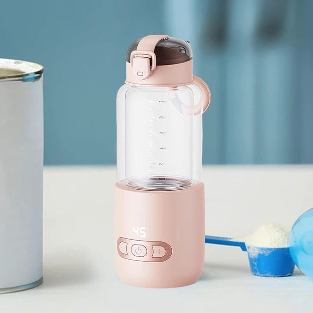 Alt view image 5 of 7 - Thermostatic Mug Portable Milk Warmer Bottle Glass Bottle Fast Heating Electric Water Boiler USB Rechargeable Suitable for Gift Giving Home Decoration, Pink 250ml